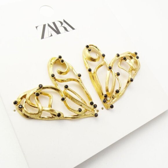 Zara Textured Heart Earrings - Picture 1 of 4